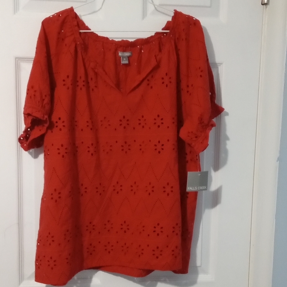 Falls Creek Women's Eyelet Orange Top